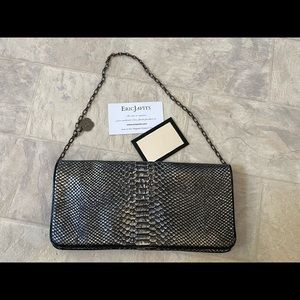 Eric Javits Weave Chain Shoulder Bag Purse Black